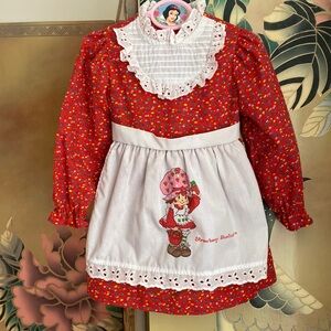 Vintage Strawberry Shortcake red apron dress 1980 American Greetings corp sz3